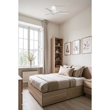 FARO 33826WT-1TW - LED-himmennettävä kattotuuletin HEY TUB S LED/10W/230V 2700/3000/4000K valkoinen Ø 90 cm Wi-Fi Tuya + kaukosäädin