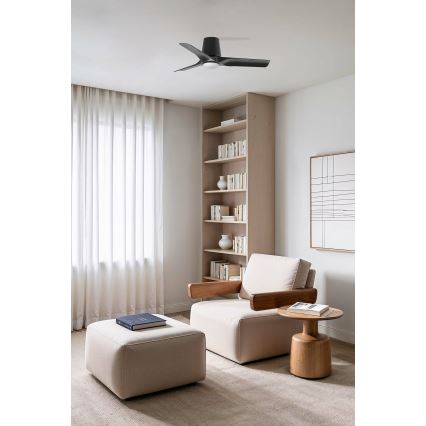 FARO 33827-1TW - LED-himmennettävä kattotuuletin HEY TUB S LED/10W/230V 2700/3000/4000K musta halkaisija 90 cm + kaukosäädin