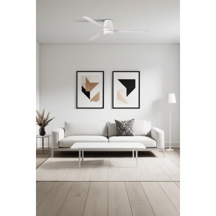 FARO 33828-1TW - LED-himmennettävä kattotuuletin PUNT TUB M LED/18W/230V 2700/3000/4000K halkaisija 130 cm valkoinen + kaukosäädin