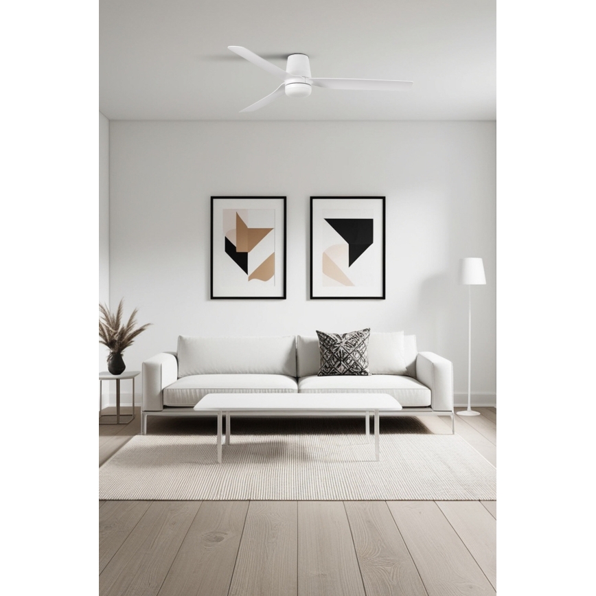 FARO 33828-1TW - LED-himmennettävä kattotuuletin PUNT TUB M LED/18W/230V 2700/3000/4000K halkaisija 130 cm valkoinen + kaukosäädin