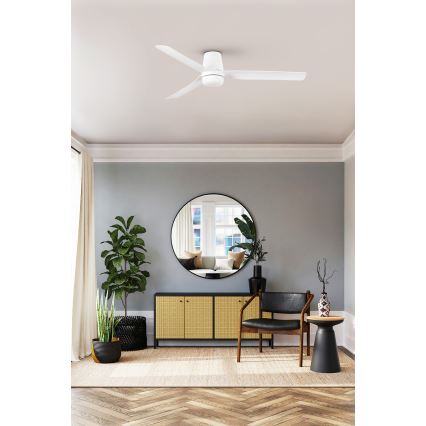 FARO 33828WT1S - LED-himmennettävä kattotuuletin PUNT TUB M LED/18W/230V 2700/3000/4000K halkaisija 132 cm valkoinen Wi‑Fi Tuya + kaukosäädin