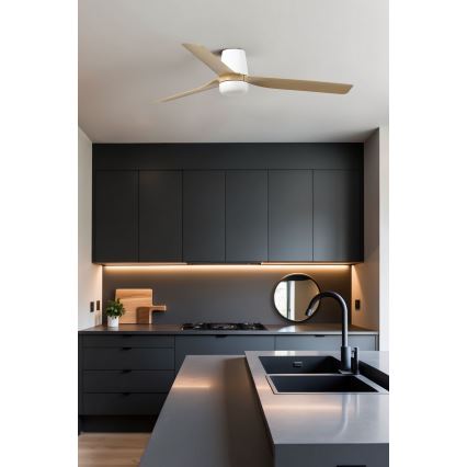 FARO 33829-1TW - himmennettävä LED-kattotuuletin PUNT TUB M LED/18W/230V 2700/3000/4000K halkaisija 130 cm valkoinen/ruskea + kaukosäädin