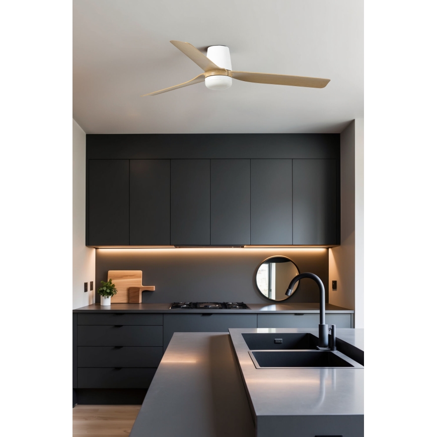 FARO 33829-1TW - himmennettävä LED-kattotuuletin PUNT TUB M LED/18W/230V 2700/3000/4000K halkaisija 130 cm valkoinen/ruskea + kaukosäädin