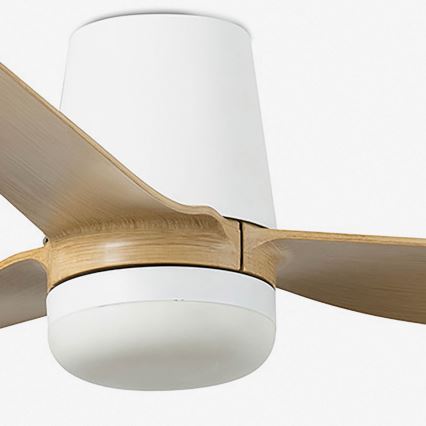 FARO 33829-1TW - himmennettävä LED-kattotuuletin PUNT TUB M LED/18W/230V 2700/3000/4000K halkaisija 130 cm valkoinen/ruskea + kaukosäädin