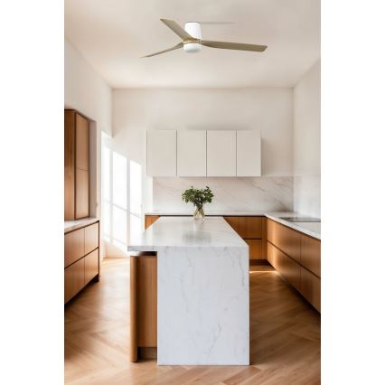 FARO 33829 - Kattoilmaisin PUNT TUB M ruskea/valkoinen Ø 130 cm + kaukosäädin