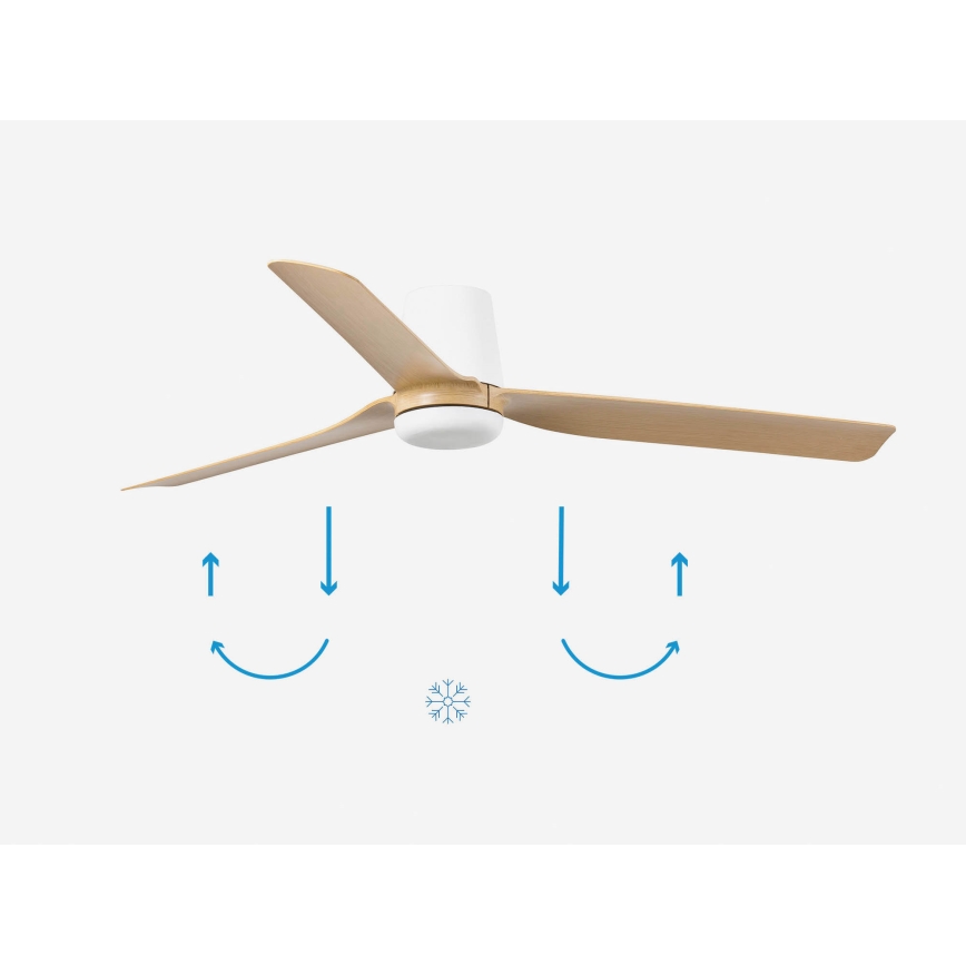 FARO 33829 - Kattoilmaisin PUNT TUB M ruskea/valkoinen Ø 130 cm + kaukosäädin