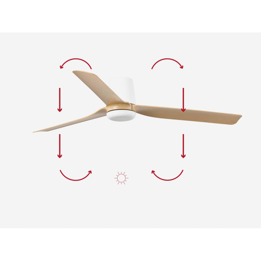 FARO 33829 - Kattoilmaisin PUNT TUB M ruskea/valkoinen Ø 130 cm + kaukosäädin
