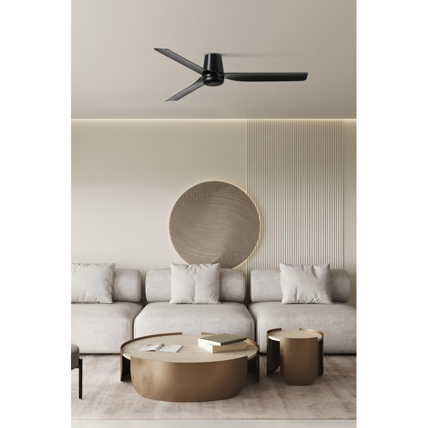 FARO 33830 - Kattotuuletin PUNT TUB M musta halkaisija 130 cm + kauko-ohjaus