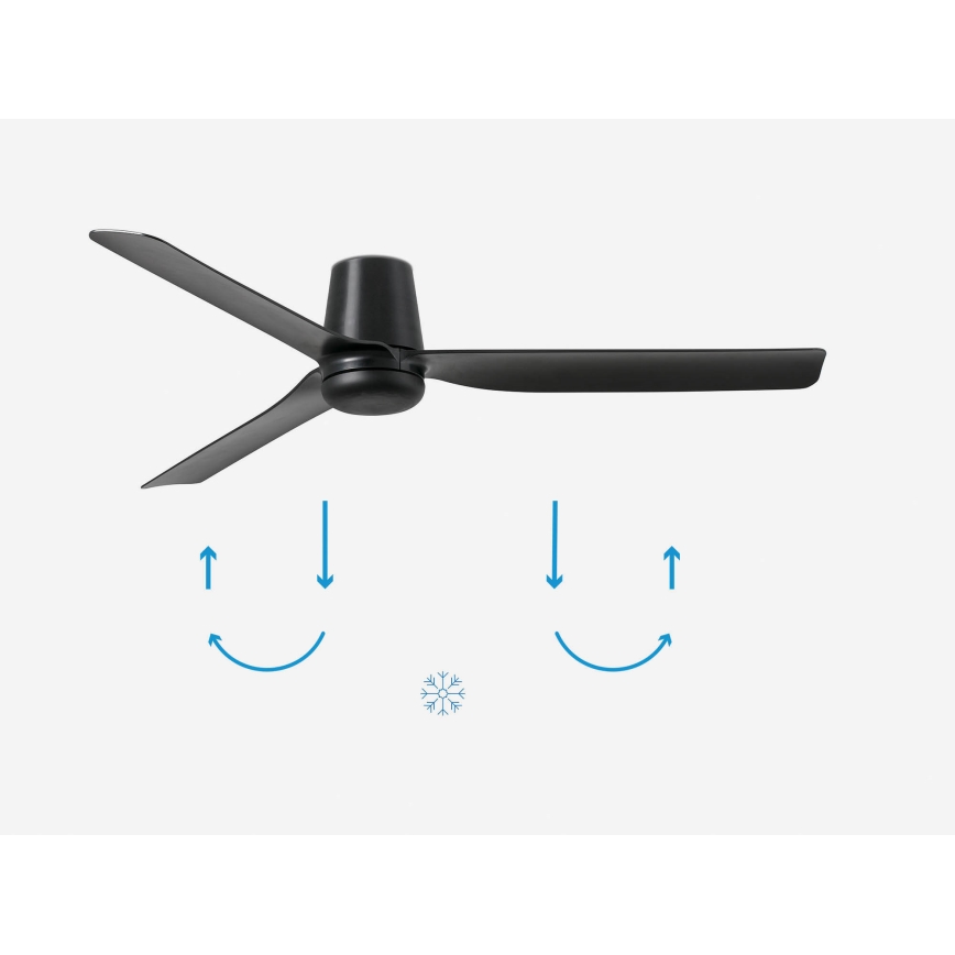 FARO 33830 - Kattotuuletin PUNT TUB M musta halkaisija 130 cm + kauko-ohjaus