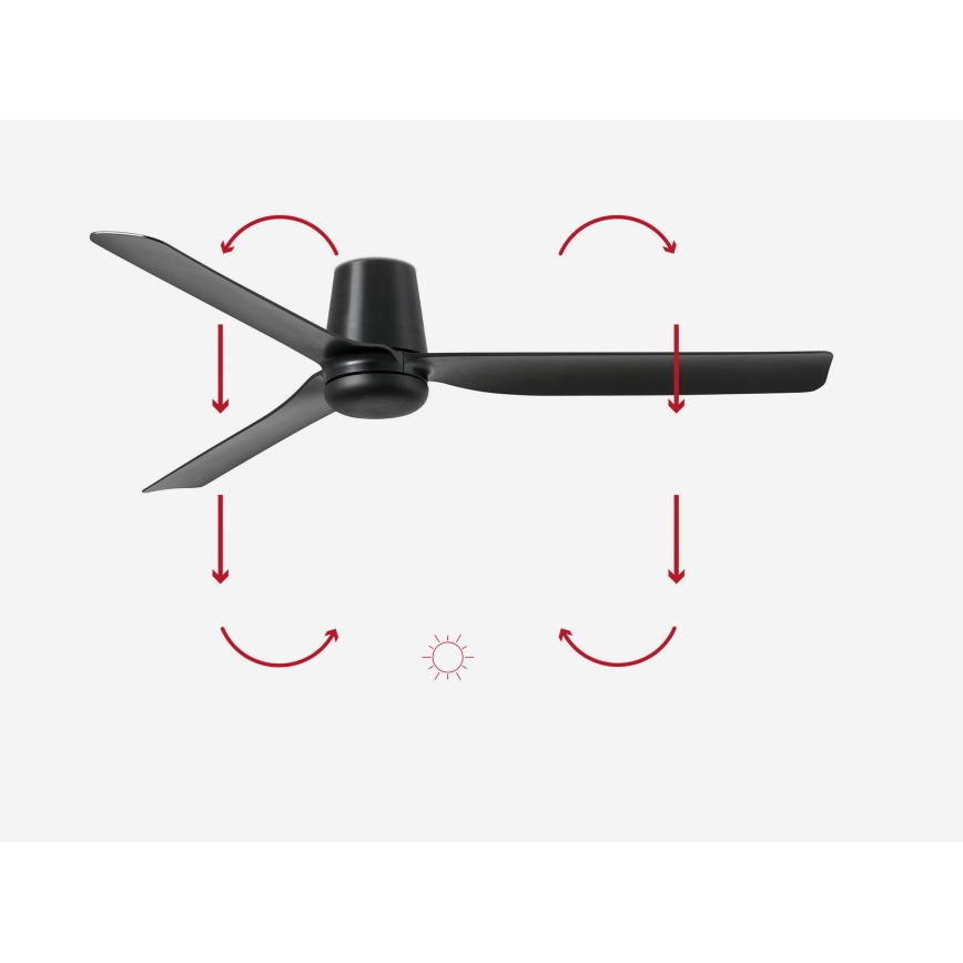 FARO 33830 - Kattotuuletin PUNT TUB M musta halkaisija 130 cm + kauko-ohjaus