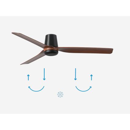 FARO 33831 - Kattoilmaisin PUNT TUB M ruskea/musta Ø 130 cm + kaukosäädin