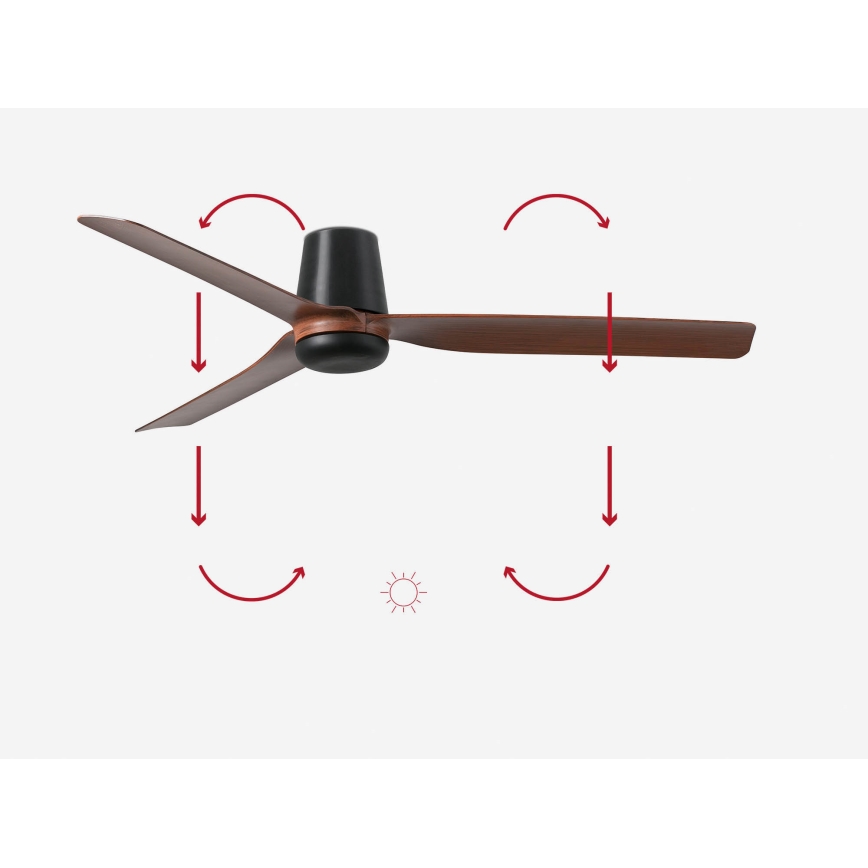 FARO 33831 - Kattoilmaisin PUNT TUB M ruskea/musta Ø 130 cm + kaukosäädin