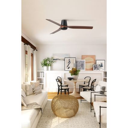 FARO 33831WT - Kattotuuletin PUNT TUB M ruskea/musta halkaisija 132 cm Wi-Fi Tuya + kauko-ohjaus