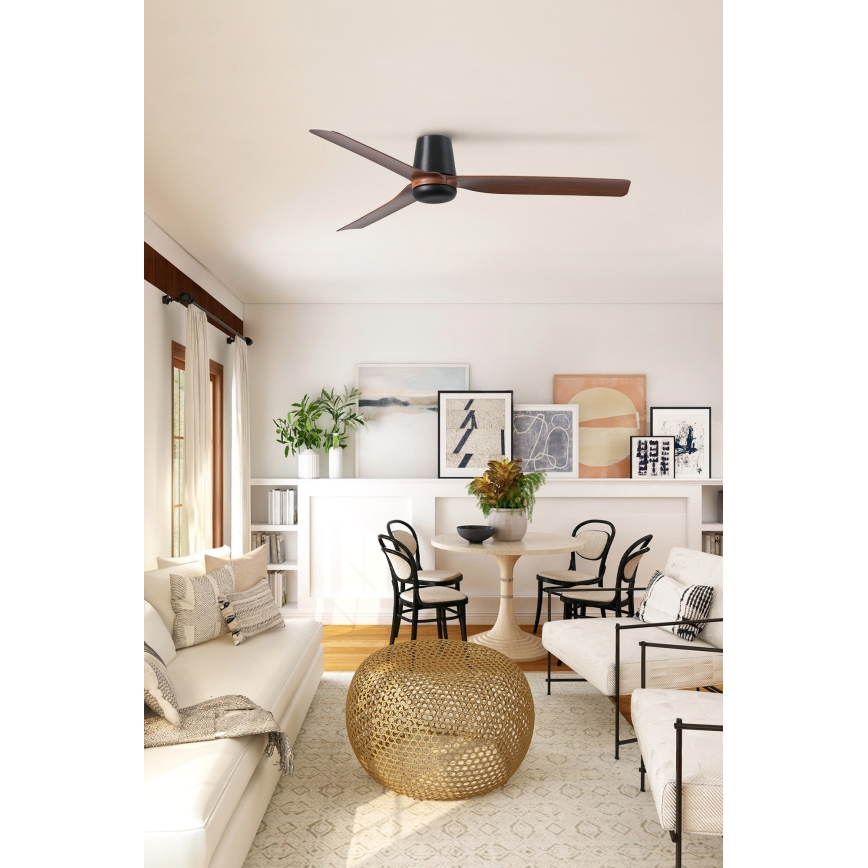 FARO 33831WT - Kattotuuletin PUNT TUB M ruskea/musta halkaisija 132 cm Wi-Fi Tuya + kauko-ohjaus