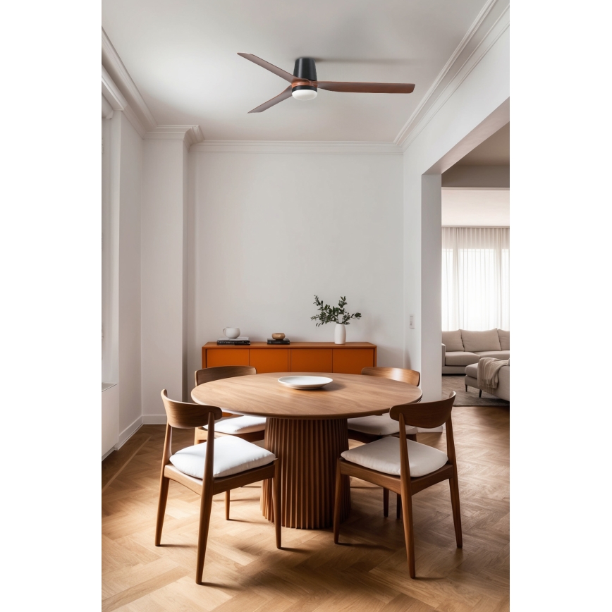 FARO 33831WT1S - LED-himmennettävä kattotuuletin PUNT TUB M LED/18W/230V 2700/3000/4000K halkaisija 132 cm ruskea/musta Wi-Fi Tuya + kaukosäädin