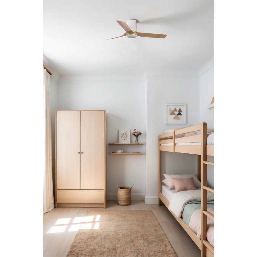 FARO 33833 - Kattotuuletin MINI PUNT TUB S ruskea/valkoinen halkaisija 90 cm + kauko-ohjaus