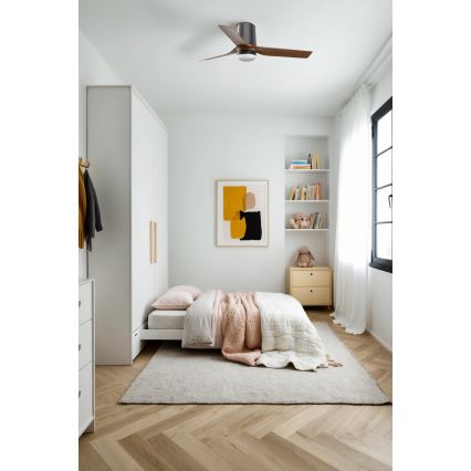 FARO 33835-1TW - Himmennettävä LED-kattotuuletin MINI PUNT TUB S LED/10W/230V 2700/3000/4000K Ø 90 cm, ruskea/musta + kaukosäädin