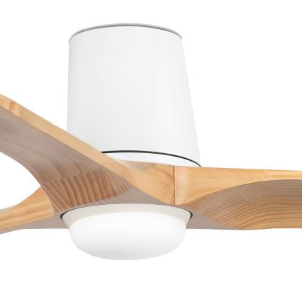 FARO 33836-1TW - LED-himmennettävä kattotuuletin HEYWOOD TUB S LED/10W/230V 2700/3000/4000K mänty/valkoinen Ø 90 cm + kaukosäädin
