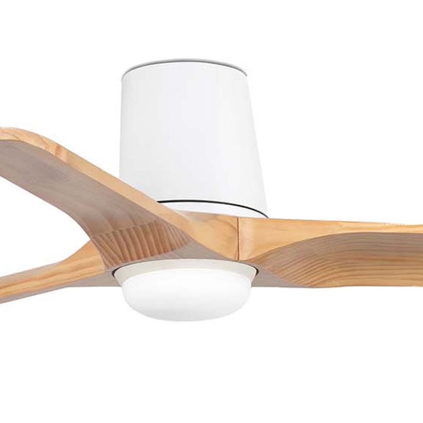 FARO 33836WT-1TW - LED-himennettävä kattotuuletin HEYWOOD TUB S LED/10W/230V 2700/3000/4000K mänty/valkoinen Ø 90 cm Wi-Fi Tuya + kaukosäädin