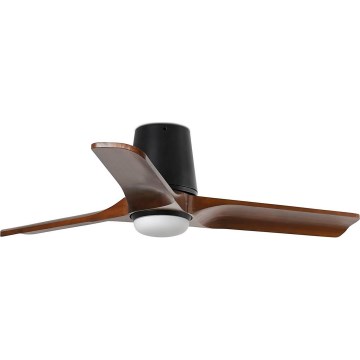 FARO 33837-1TW - HIMMENNETTÄVÄ LED-KATTOTUULETIN HEYWOOD TUB S LED/10W/230V 2700/3000/4000K mänty/musta halkaisija 90 cm + kaukosäädin