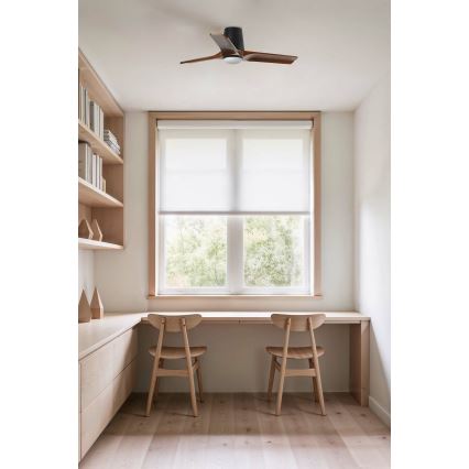 FARO 33837-1TW - HIMMENNETTÄVÄ LED-KATTOTUULETIN HEYWOOD TUB S LED/10W/230V 2700/3000/4000K mänty/musta halkaisija 90 cm + kaukosäädin