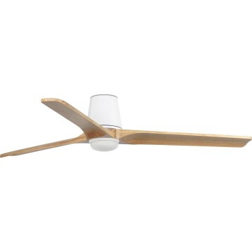 FARO 33838WT-1TW - LED-himmennettävä kattotuuletin HEYWOOD TUB L LED/10W/230V 2700/3000/4000K mänty/valkoinen halkaisija 132 cm Wi-Fi Tuya + kaukosäädin