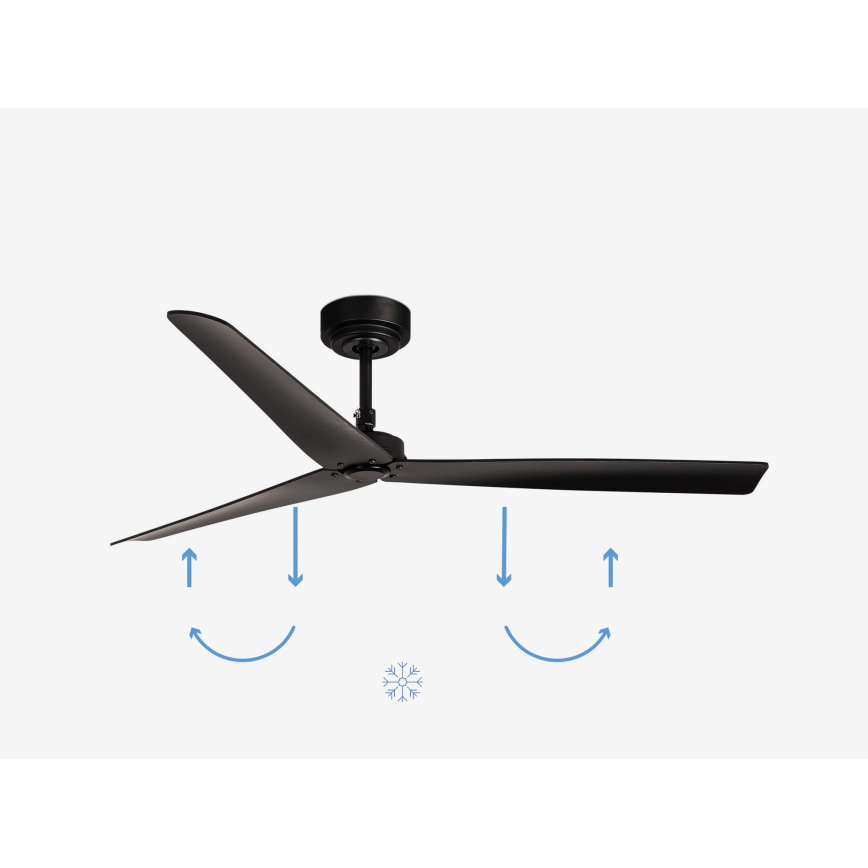 FARO 34100 - Kattotuuletin MILOS musta + kauko-ohjaus