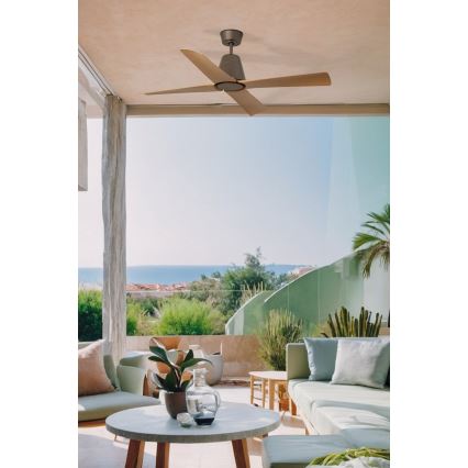 FARO 34106 - Kattotuuletin TYPHOON M ruskea IP44 + kauko-ohjaus