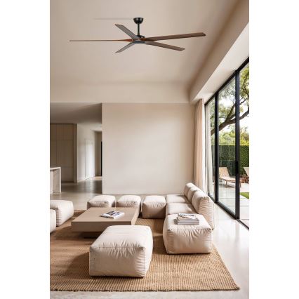 FARO 34190WT - BIGWOOD XL kattotuuletin mänty/musta, halkaisija 200 cm Wi-Fi Tuya + kaukosäädin