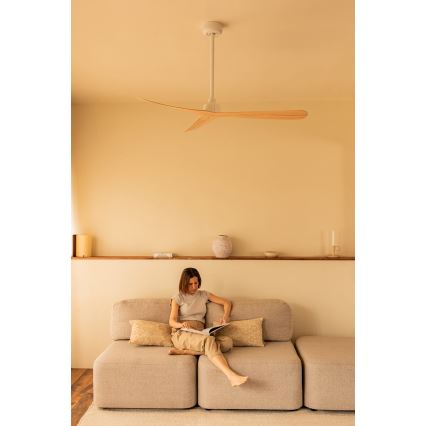 FARO 34195 - Kattotuuletin ROCKER M, halkaisija 132 cm, beige/valkoinen + kaukosäädin