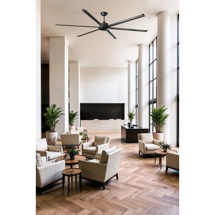 FARO 34207 - Kattotuuletin ROTTERDAM XXL musta halkaisija 250 cm + kauko-ohjaus