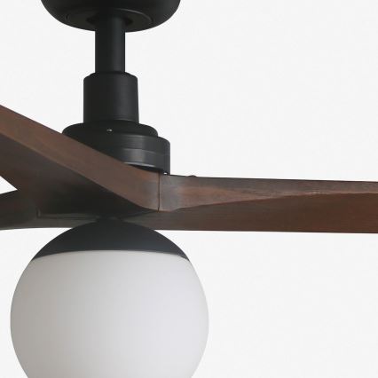 FARO 34276-11L - Kattoilmaisin KLIM L 1xE27/15W/230V pähkinä/musta halkaisija 150 cm + kaukosäädin