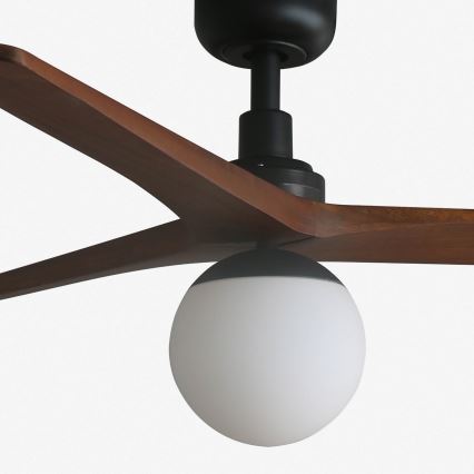 FARO 34277-11L - Kattoilmaisin KLIM M 1xE27/15W/230V pähkinä/musta Ø 125 cm + kaukosäädin