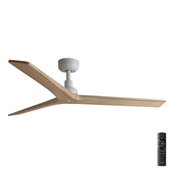 FARO 34280 - Kattotuuletin KLIM M mänty/valkoinen halkaisija 125 cm + kauko-ohjaus