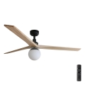 FARO 34282-11L - Kattotuuletin KLIM L 1xE27/15W/230V mänty/musta halkaisija 150 cm + kauko-ohjaus