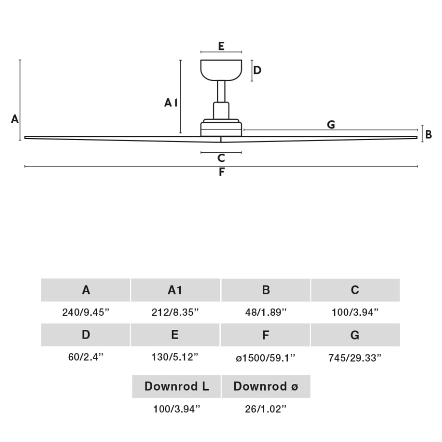FARO 34282 - Kattoilmaisin KLIM L mänty/musta Ø 150 cm + kaukosäädin