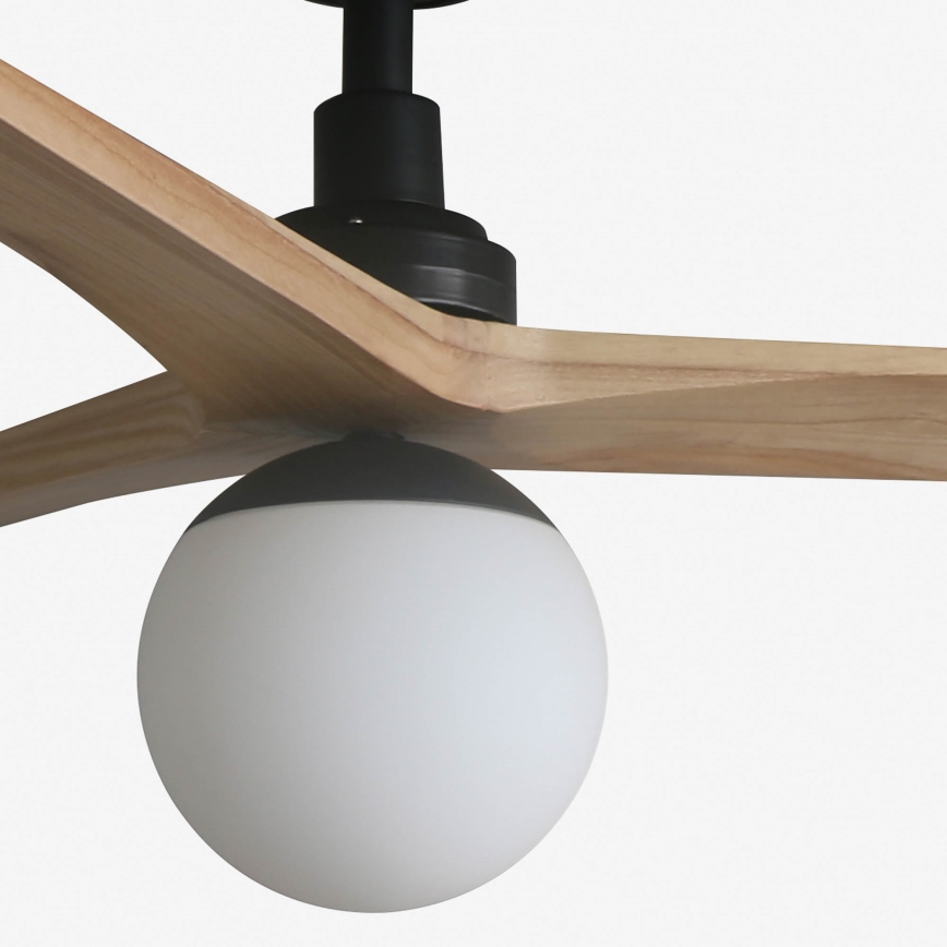 FARO 34283-11L - Kattotuuletin KLIM M 1xE27/15W/230V mänty/musta halkaisija 125 cm + kauko-ohjaus