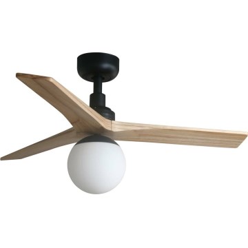 FARO 34284WT-11L - Kattoilmaisin KLIM S 1xE27/15W/230V mänty/musta halkaisija 92,5 cm Wi-Fi Tuya + kaukosäädin