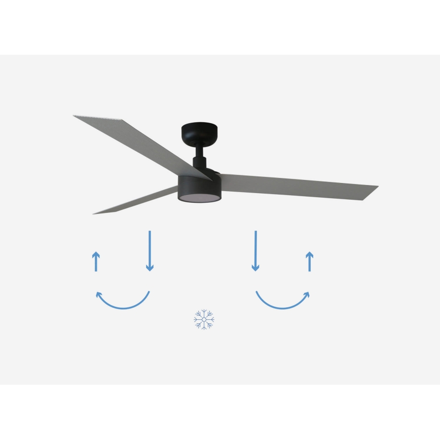 FARO 34286-1TW - LED himmennettävä kattotuuletin CRUISER L LED/18W/230V 2700/4000/6500K halkaisija 132 cm musta/harmaa + kaukosäädin