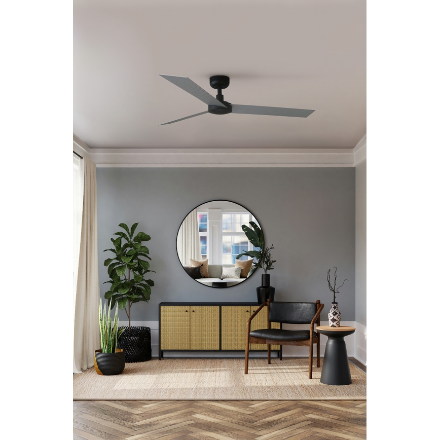 FARO 34286 - Kattoilmaisin CRUISER L musta Ø 132 cm + kaukosäädin