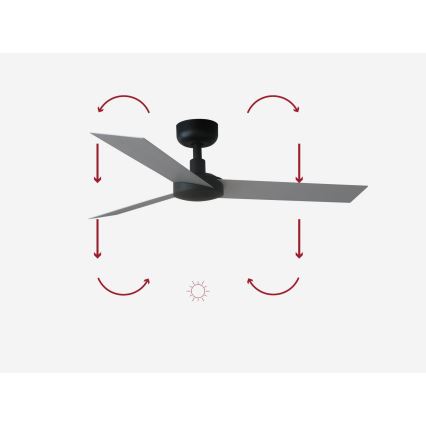 FARO 34287 - Kattoilmaisin CRUISER XL musta, halkaisija 160 cm + kaukosäädin