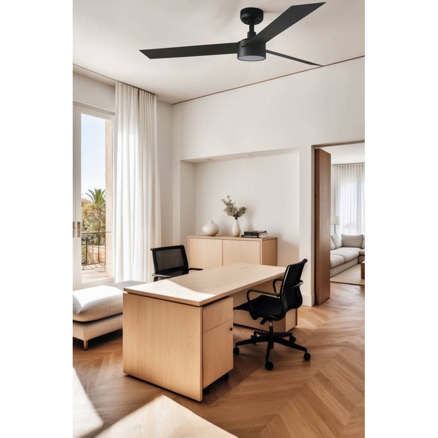 FARO 34291WT1S - LED-himmennettävä kattotuuletin CRUISER L LED/18W/230V 2700/3000/4000K halkaisija 132 cm musta Wi-Fi Tuya + kaukosäädin