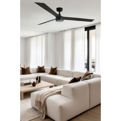FARO 34293WT1S - himmennettävä LED-kattotuuletin CRUISER XL LED/18W/230V 2700/3000/4000K halkaisija 160 cm musta Wi-Fi Tuya + kaukosäädin