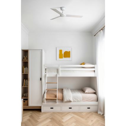 FARO 34295WT - Kattotuuletin RUDDER S valkoinen/beige halkaisija 106 cm Wi-Fi Tuya + kauko-ohjaus