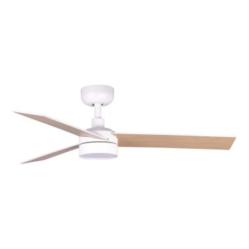 FARO 34295WT1S - LED-himmennettävä kattotuuletin RUDDER S LED/18W/230V 2700/3000/4000K halkaisija 106 cm beige/valkoinen Wi-Fi Tuya + kaukosäädin