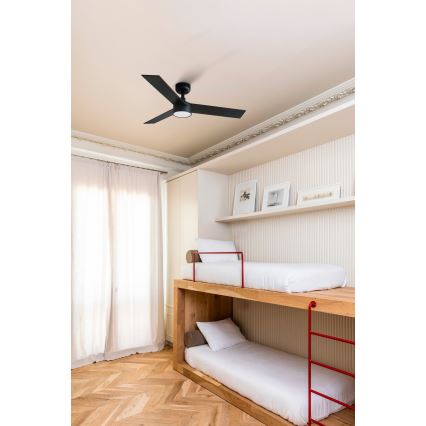 FARO 34296-1TW - LED himmennettävä kattotuuletin RUDDER S LED/18W/230V 2700/4000/6500K halkaisija 106 cm musta + kaukosäädin