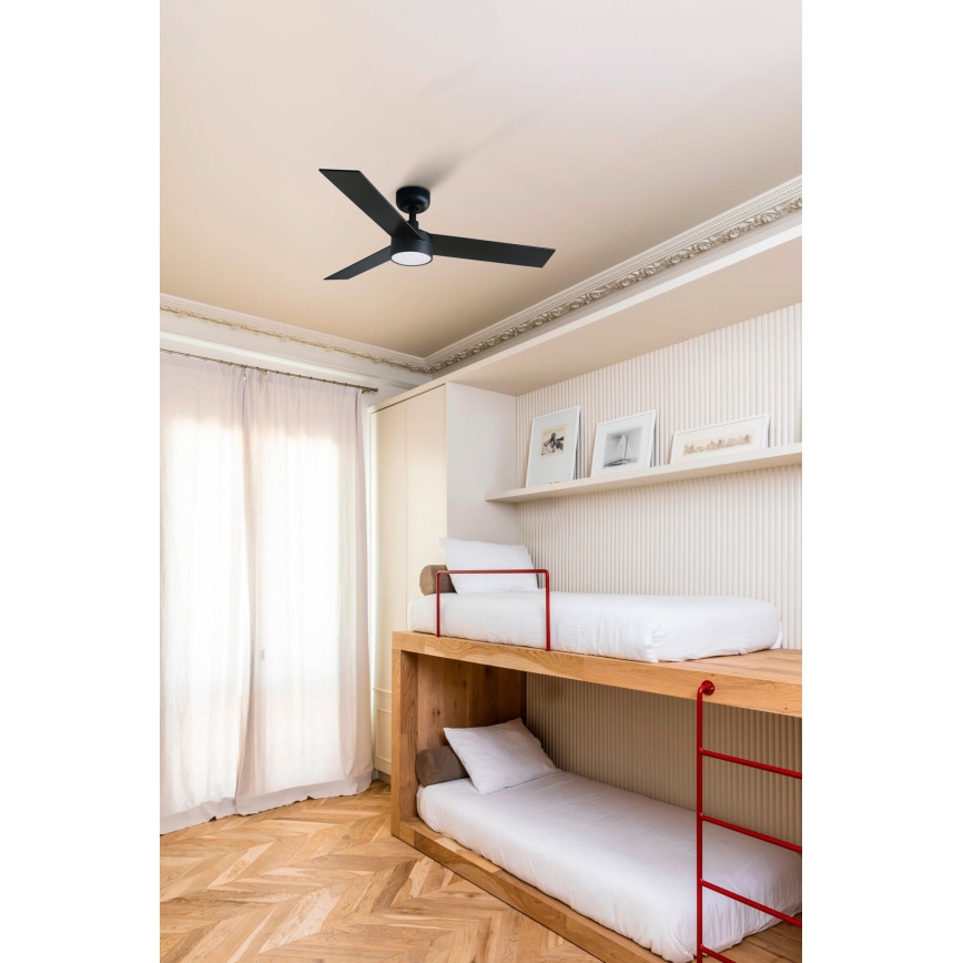 FARO 34296-1TW - LED himmennettävä kattotuuletin RUDDER S LED/18W/230V 2700/4000/6500K halkaisija 106 cm musta + kaukosäädin