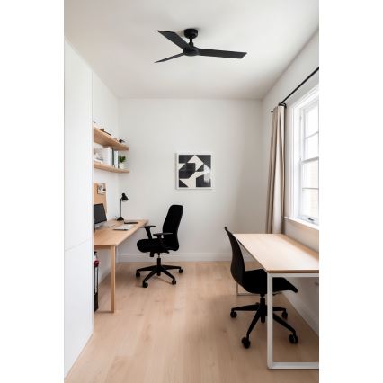 FARO 34296WT - Kattotuuletin RUDDER S musta/ruskea halkaisija 106 cm Wi-Fi Tuya + kauko-ohjaus