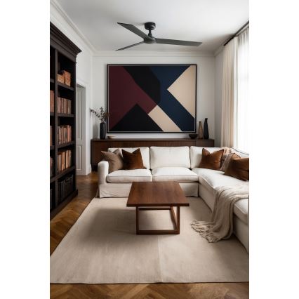 FARO 34298WT - Kattotuuletin RUDDER L musta/wenge halkaisija 132 cm Wi-Fi Tuya + kauko-ohjaus