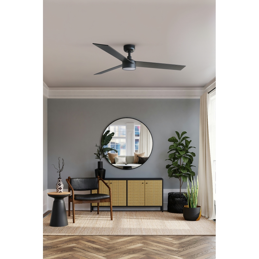 FARO 34298WT1S - Himennettävä LED-kattotuuletin RUDDER L LED/18W/230V 2700/3000/4000K halkaisija 132 cm ruskea/musta Wi-Fi Tuya + kaukosäädin